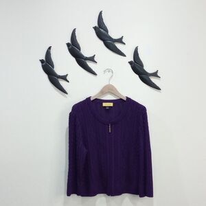 St. John Purple Cable Knit Sweater, Size L
